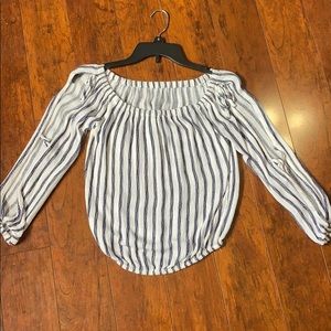 Off-The-Shoulder Striped Blouse